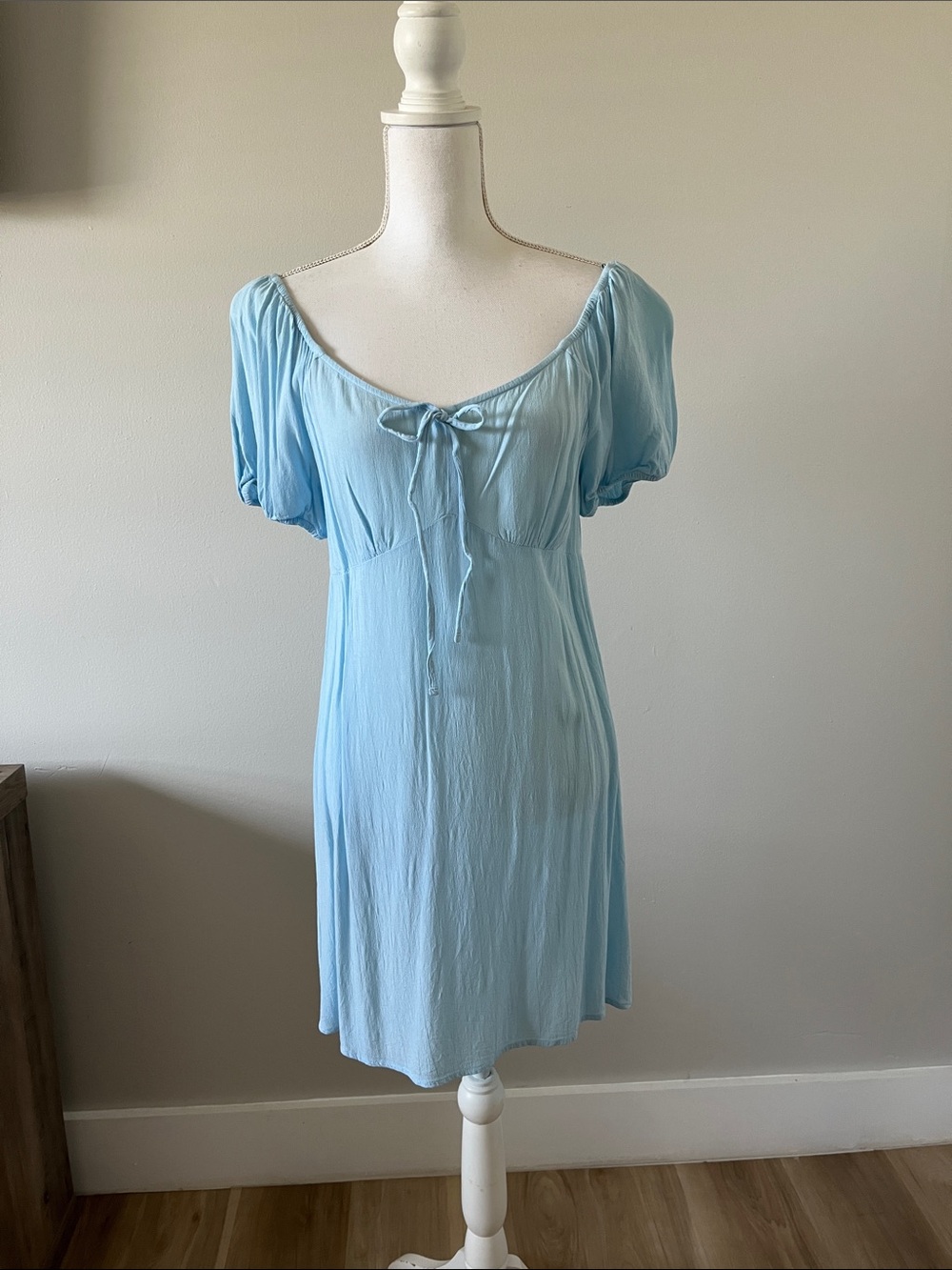 Primark Light Blue Puff Sleeve Midi Dress